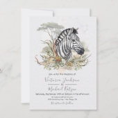 熱帯ジャングルゼブラ結婚式招待状 招待状 (正面)