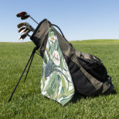 熱帯ジャングルバナナツリーストレリツィアモノグラム ゴルフタオル (グリーン)