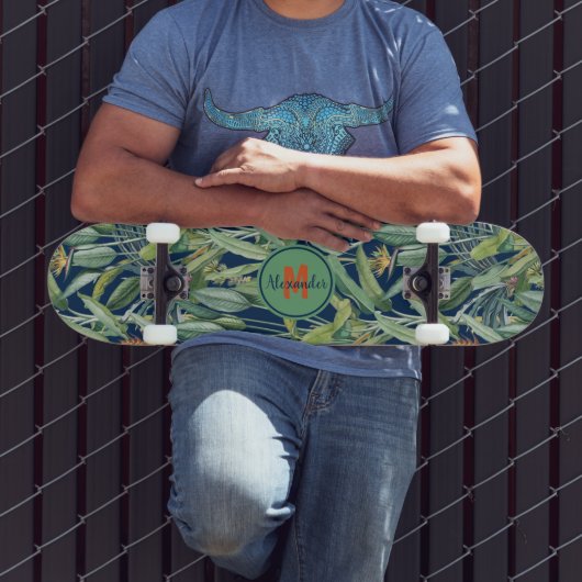 熱帯ジャングルバナナツリーストレリツィアモノグラム スケートボード (室外3)