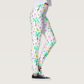 熱帯ジャングルパターンのフラミンゴ レギンス (右)