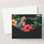 熱帯ジャングルパロツハイビスカス結婚島 オールインワン招待状 (裏面)