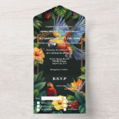 熱帯ジャングルパロツハイビスカス結婚島 オールインワン招待状 (内側)