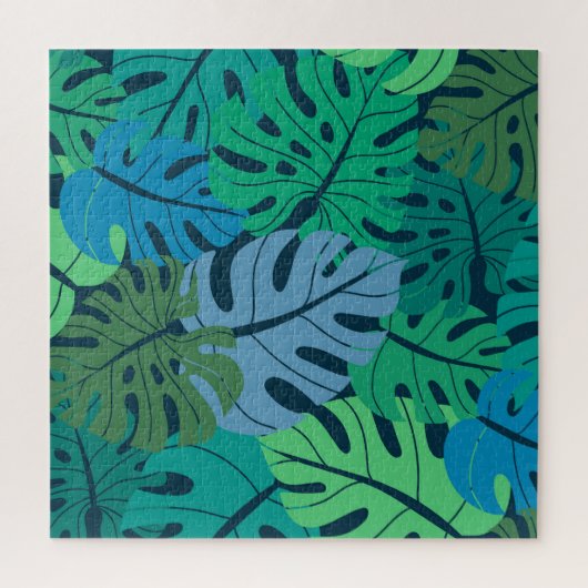 熱帯ジャングルパームシームレスパターン ジグソーパズル (縦)