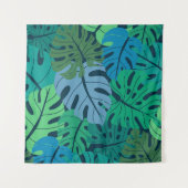 熱帯ジャングルパームシームレスパターン タペストリー (正面(横))