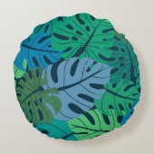 熱帯ジャングルパームシームレスパターン ラウンドクッション (裏面)
