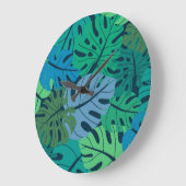 熱帯ジャングルパームシームレスパターン ラージ壁時計 (傾斜)