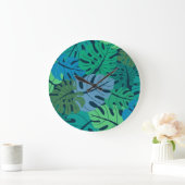 熱帯ジャングルパームシームレスパターン ラージ壁時計 (ホーム)