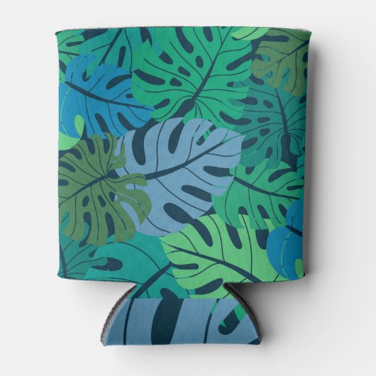 熱帯ジャングルパームシームレスパターン 缶クーラー (正面)