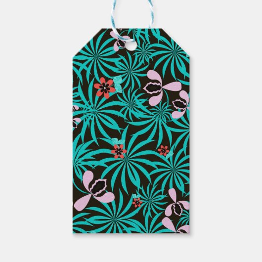 熱帯ジャングルパ葉メラン花開花c ギフトタグ (正面)