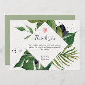 熱帯ジャングルフローラエキゾチック結婚シック感謝していズ サンキューカード (正面/裏面)