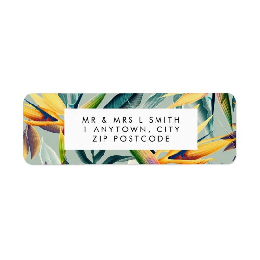 熱帯ジャングルフローラ差出人住所ラベル ラベル (正面)