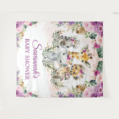 熱帯ジャングルフローラ野生動物ベビーシャワー タペストリー (正面(横))