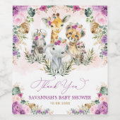 熱帯ジャングルフローラ野生動物ベビーシャワー ワインラベル (シングルラベル)