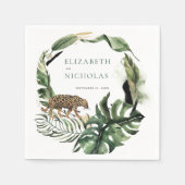 熱帯ジャングルボタニカルグリーン結婚ズ スタンダードカクテルナプキン (正面)
