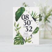 熱帯ジャングルモダンの葉は日付を保存 (スタンド正面)