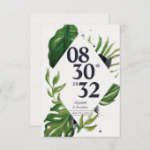 熱帯ジャングルモダンの葉は日付を保存 (正面/裏面)