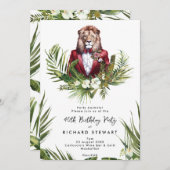 熱帯ジャングルライオン40歳の誕生日パーティー 招待状 (正面/裏面)