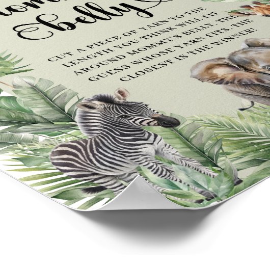 熱帯ジャングル動物ママの腹の大きさ ポスター (角)