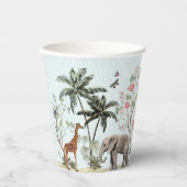 熱帯ジャングル動物 |ガールワイルドワン誕生日 紙コップ (正面)