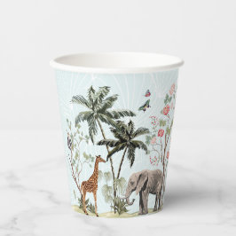 熱帯ジャングル動物 |ガールワイルドワン誕生日 紙コップ