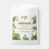熱帯ジャングル爬虫類子供の誕生日パーティー フェイバーバッグ (正面)