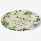 熱帯ジャングル爬虫類子供の誕生日パーティー ペーパープレート (アングル)