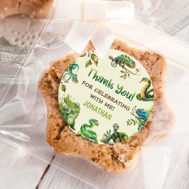 熱帯ジャングル爬虫類子供の誕生日パーティー ラウンドシール