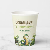 熱帯ジャングル爬虫類子供の誕生日パーティー 紙コップ (正面)