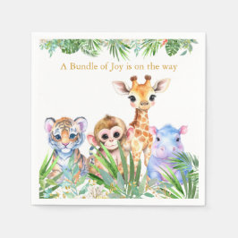 熱帯ジャングル産のベビーアニマル スタンダードカクテルナプキン