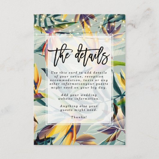 熱帯ジャングル結婚フローラ詳細情報 エンクロージャーカード (正面)