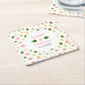 熱帯ジャングル結婚フローラ スクエアペーパーコースター (アングル)