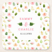 熱帯ジャングル結婚フローラ スクエアペーパーコースター (正面)