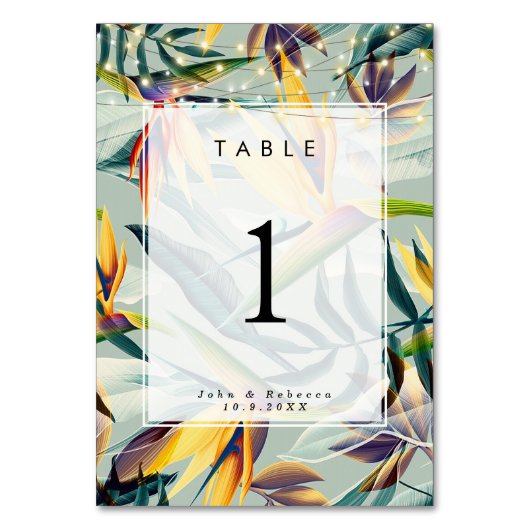 熱帯ジャングル結婚ライトのテーブル番号カード テーブルナンバー (裏面)