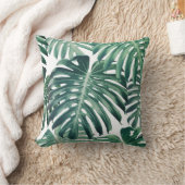 熱帯ジャングル葉のフローラ背景 クッション (ブランケット)