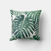 熱帯ジャングル葉のフローラ背景 クッション (裏面)