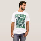熱帯ジャングル葉のフローラ背景 Tシャツ (正面フル)