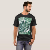 熱帯ジャングル葉のフローラ背景 Tシャツ (正面フル)