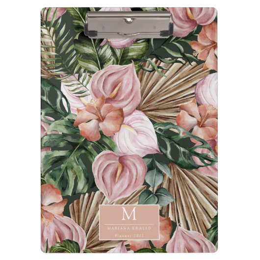 熱帯ジャングル葉の熱帯雨林の花 クリップボード (正面)