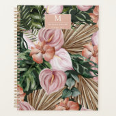 熱帯ジャングル葉の熱帯雨林の花 プランナー手帳 (正面)