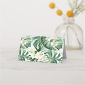 熱帯ジャングル葉の食べ物結婚又はエスコート プレイスカード (裏面)