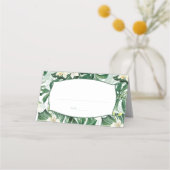 熱帯ジャングル葉の食べ物結婚又はエスコート プレイスカード (正面)