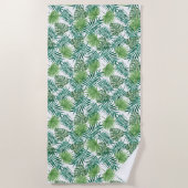 熱帯ジャングル葉 ビーチタオル (正面)