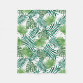 熱帯ジャングル葉 フリースブランケット (正面)