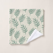 熱帯ジャングル雨林シダの葉模様 バスタオルセット (ウォッシュタオル)