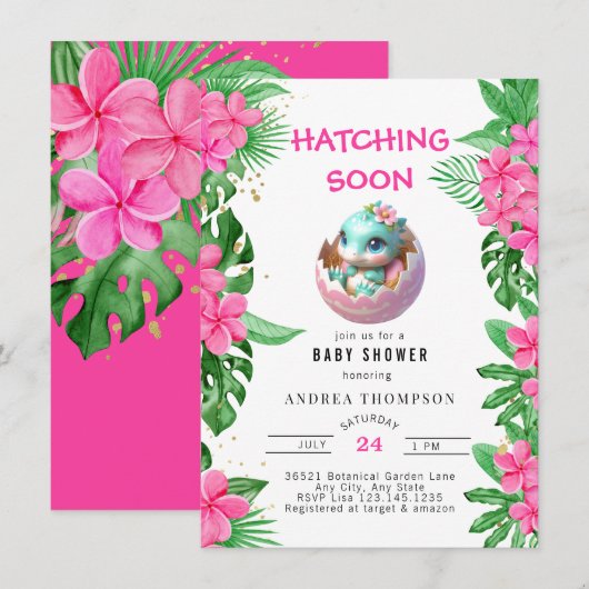 熱帯ジャングル | かわいいベビーシャワー招待状 招待状 (正面/裏面)