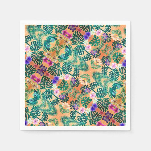 熱帯ジャング絵を描ル スタンダードカクテルナプキン (正面)