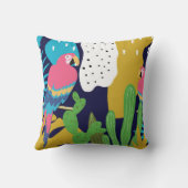 熱帯ジャン葉グルのの背景にパロットが付いている。スー クッション (裏面)