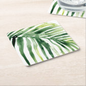 熱帯ジュエル葉 スクエアペーパーコースター (アングル)