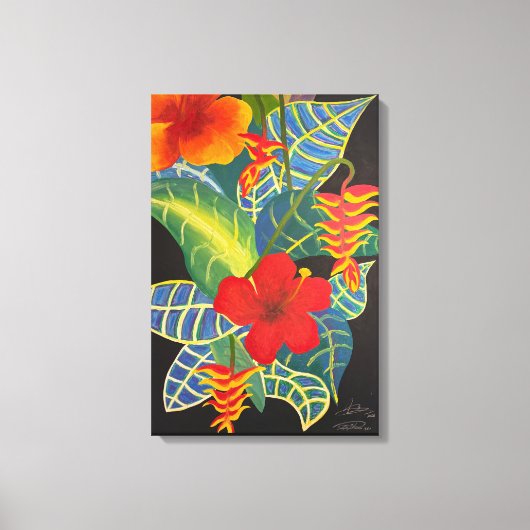 熱帯ジンジャー絵を描フラワー@3dudes1life キャンバスプリント (正面)