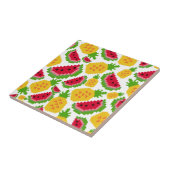 熱帯スイカとパイナップルのピクセルパターン タイル (側面)